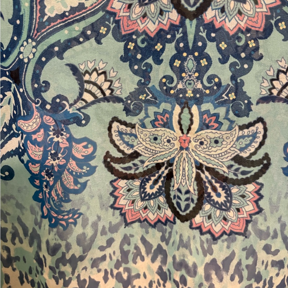 NWOT Chico’s Embellished Sheer Tunic Blue Paisley Boho Top Size 3 XL 16/18 - Picture 9 of 11